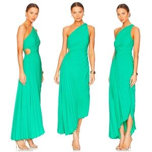 A.L.C. | Dresses | Alc Womens Green Delfina Asymmetric Side Cutout Dress  Size 695 Nwt